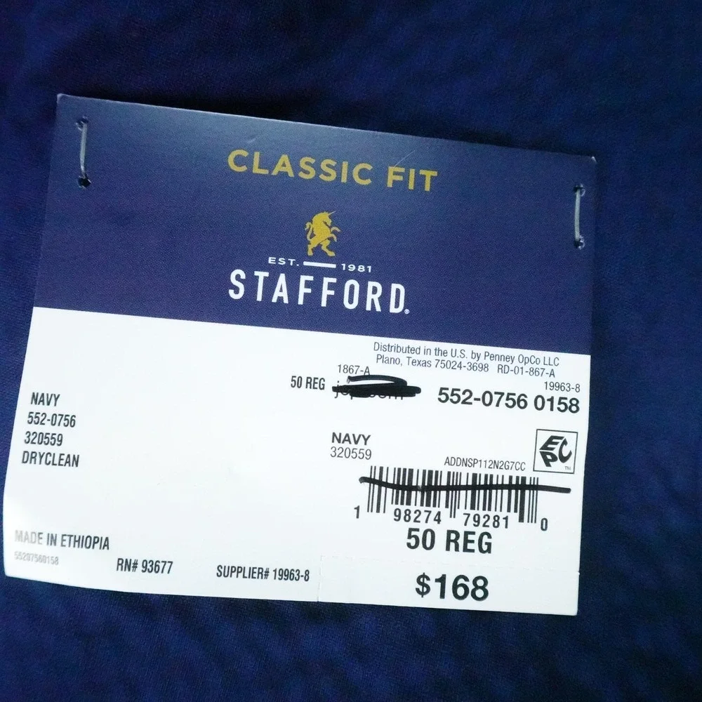 NEW Stafford Blazer Mens 50R Blue Unstructured Seersucker Sport Coat Suit Jacket